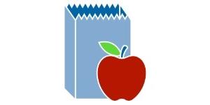 Image of a lunch bag and an apple
